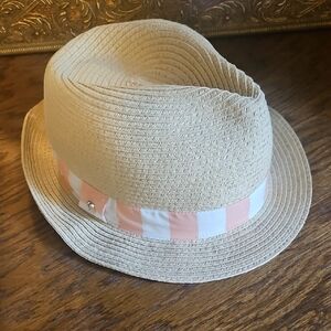 Victoria's Secret Womens Cream Fedora with Pink and White Band